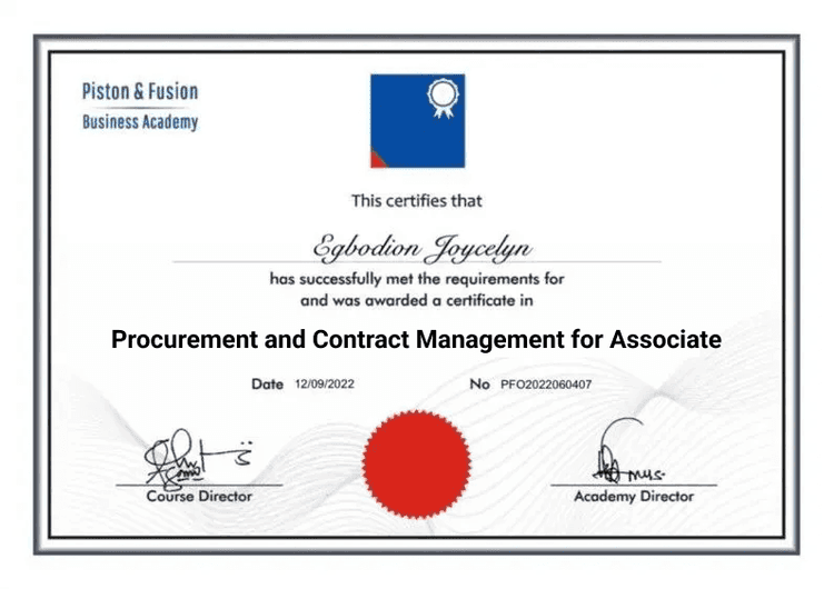 A Sample of the Procurement and Contract Management Certificate