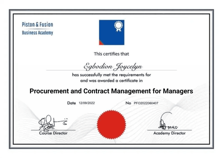 A Sample of the Procurement and Contract Management Certificate