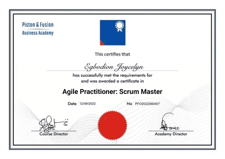 A Sample of the Scrum Master Certificate