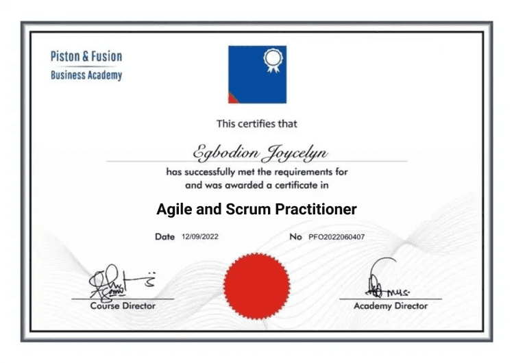 A Sample of the Agile and Scrum Practitioner Certificate