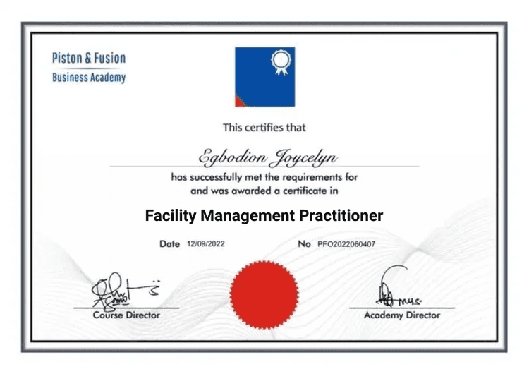 A Sample of the Facility Management Practitioner Certificate