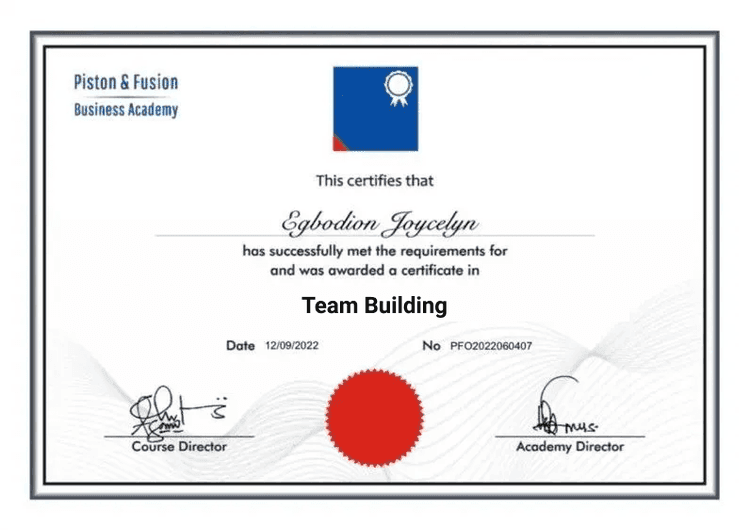 A Sample of the Team Building Certificate