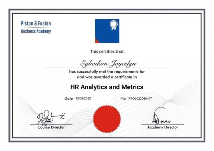 A Sample of the HR Analytics and Metrics Certificate