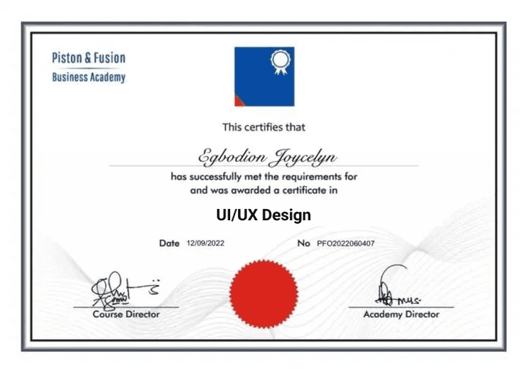 A Sample of the UI/UX Design Certificate