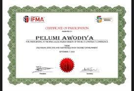 A Sample of the IFMA Certificate